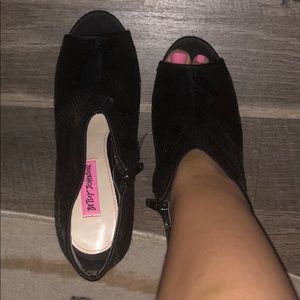 Betsey Johnson Sequin Black Booties